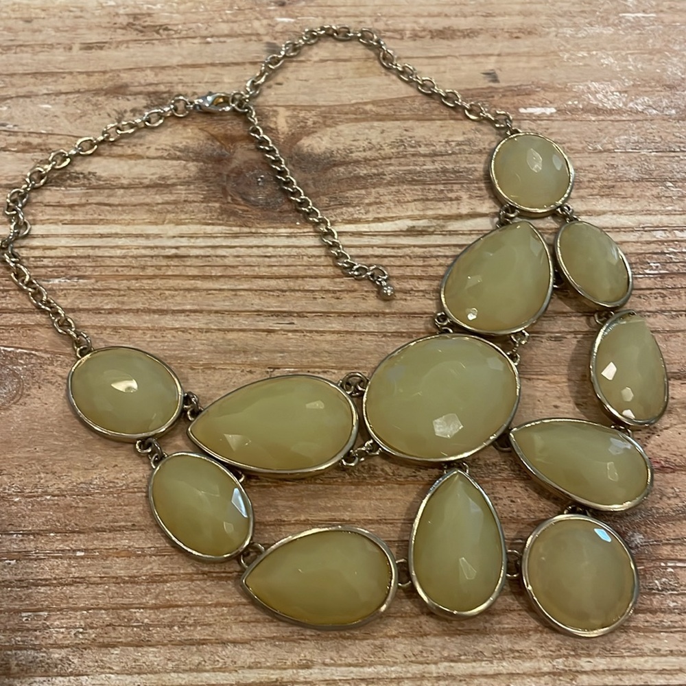 Vintage Gold Tone Green Pendant Bib Choker Collar Statement Necklace - Picture 3 of 4